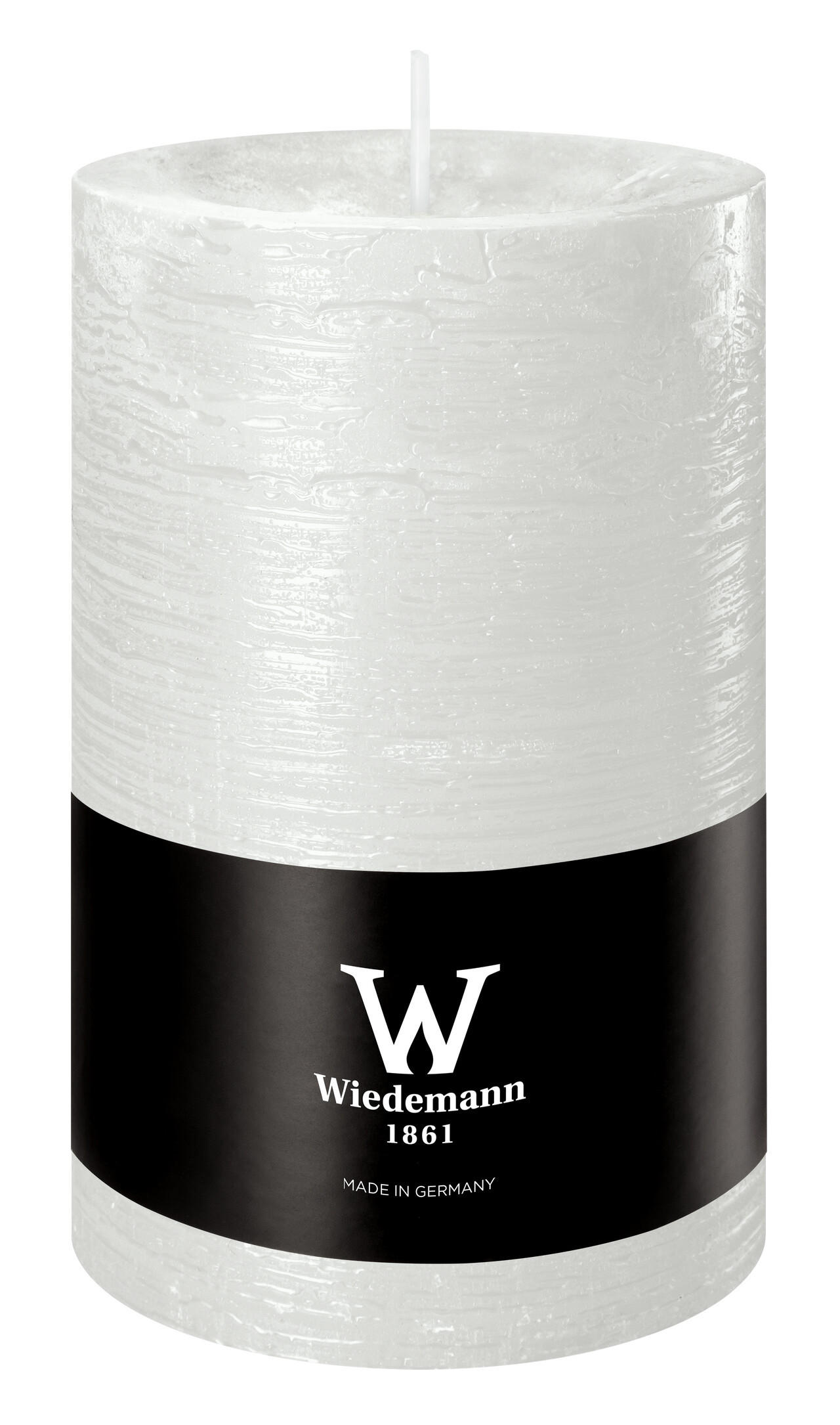 STUMPENKERZE Rustik Marble Style Weiß 130 x Ø 78 mm - Weiß, Paraffin (8/13cm) - Wiedemann Kerzen