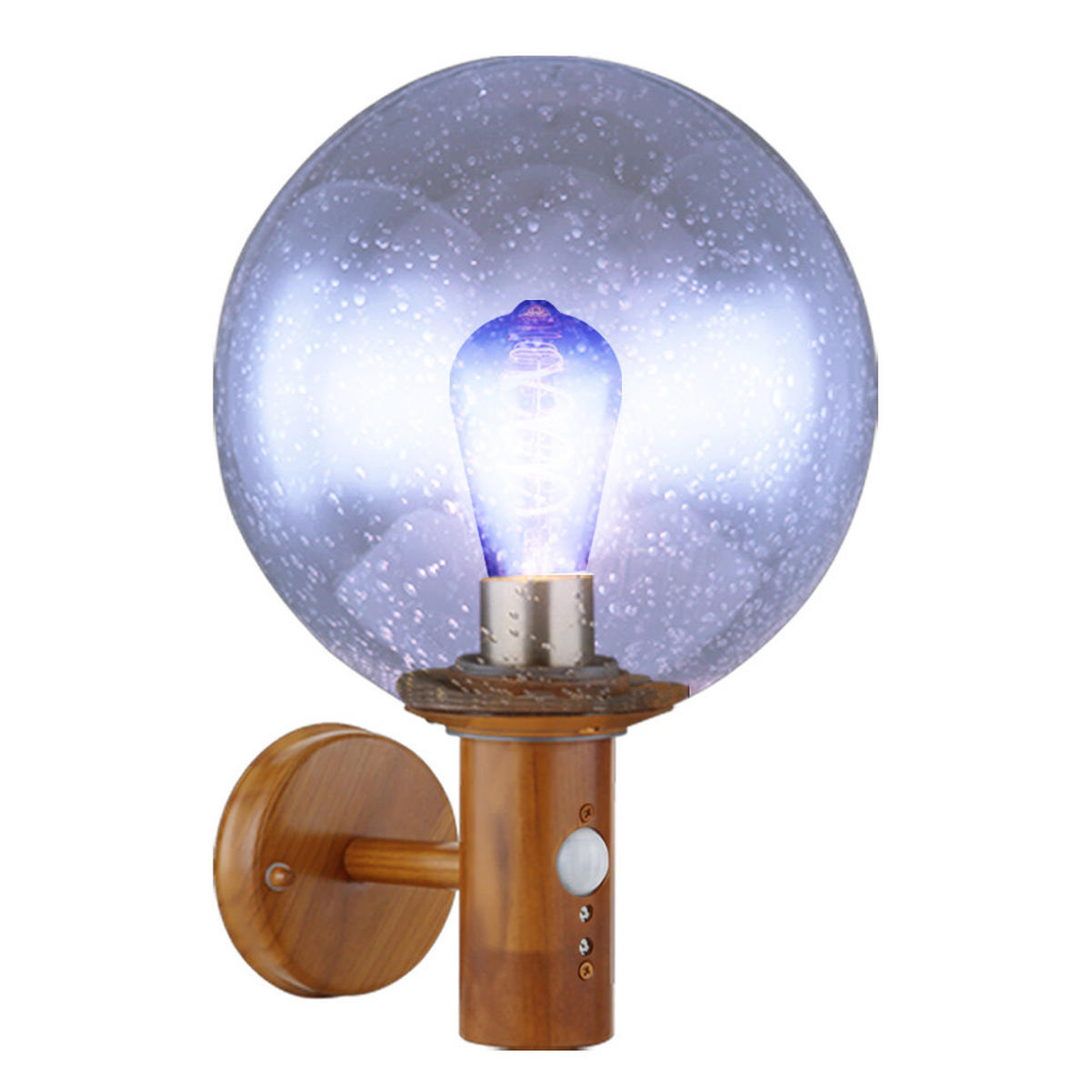 RGB LED AUSSEN-WANDLEUCHTE Holzoptik Braun OSSY - Braun, Glas (25/37/26.5cm) - Globo Lighting