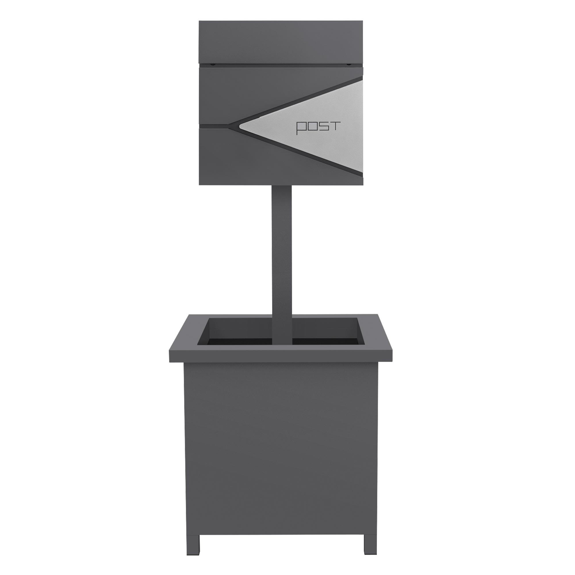 BRIEFKASTEN Anthrazit-Silber mit bepflanzbarem Ständer - Anthrazit, Metall (120cm) - ML-DESIGN