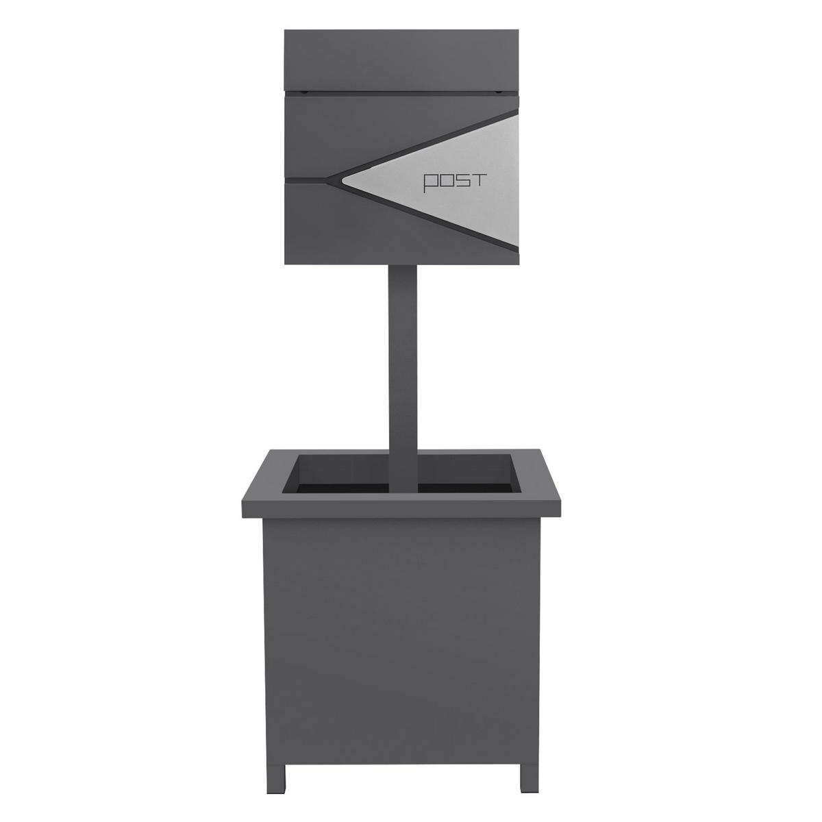 BRIEFKASTEN Anthrazit-Silber mit bepflanzbarem Ständer - Anthrazit, Metall (120cm) - ML-DESIGN