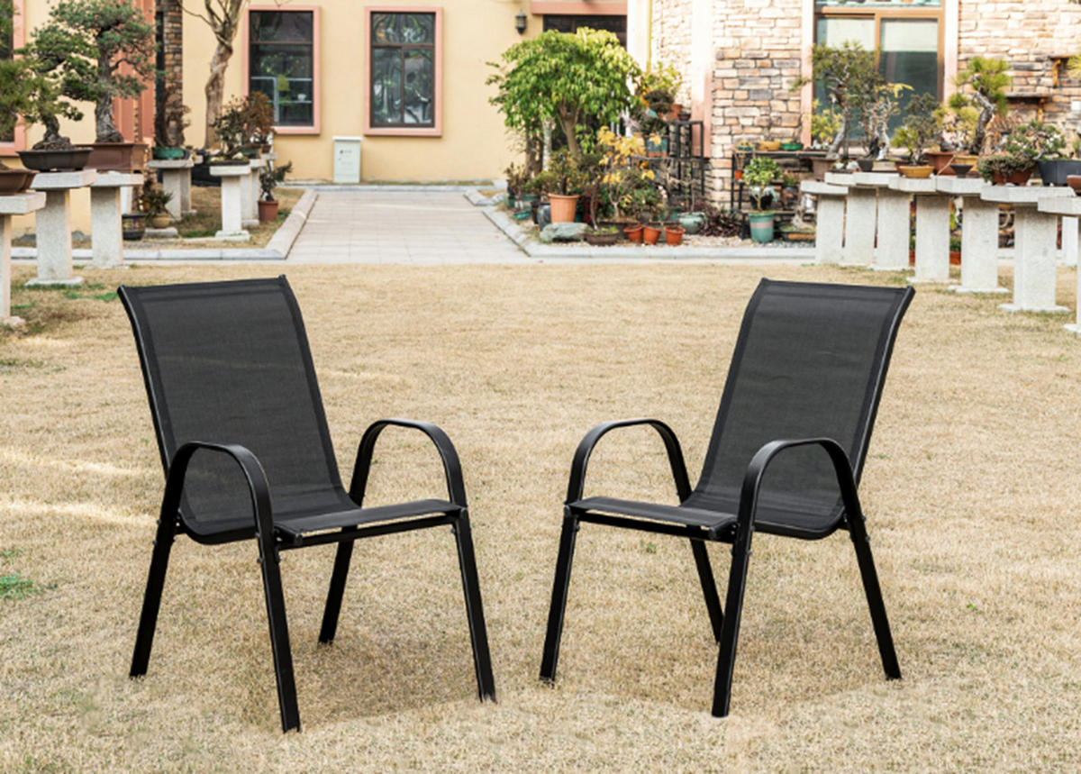 GARTENSTUHL-SET mit 2 Teilen - Schwarz, Metall (43/91/56cm) - A2A Home