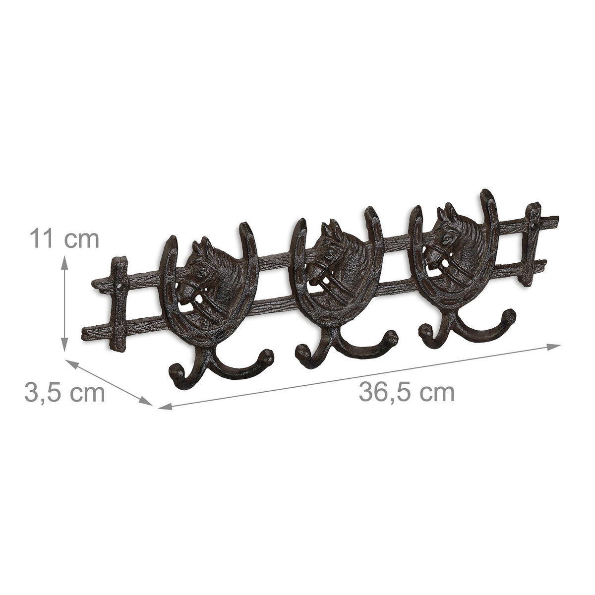 GARDEROBENLEISTE - Dunkelbraun, Metall (36.5/11/3.5cm) - Relaxdays