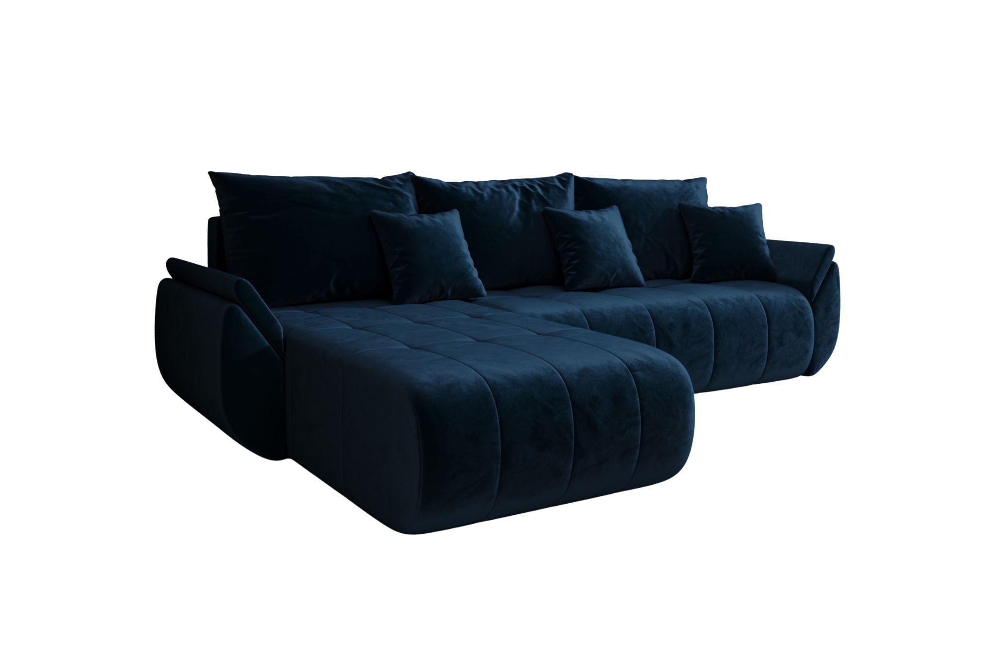 ECKSOFA Mit Schlaffunktion Und Bettkasten TOKYO, Stoff MONOLITH, Dunkelblau, Links - Dunkelblau, Holz (280/190cm) - Kaiser Möbel