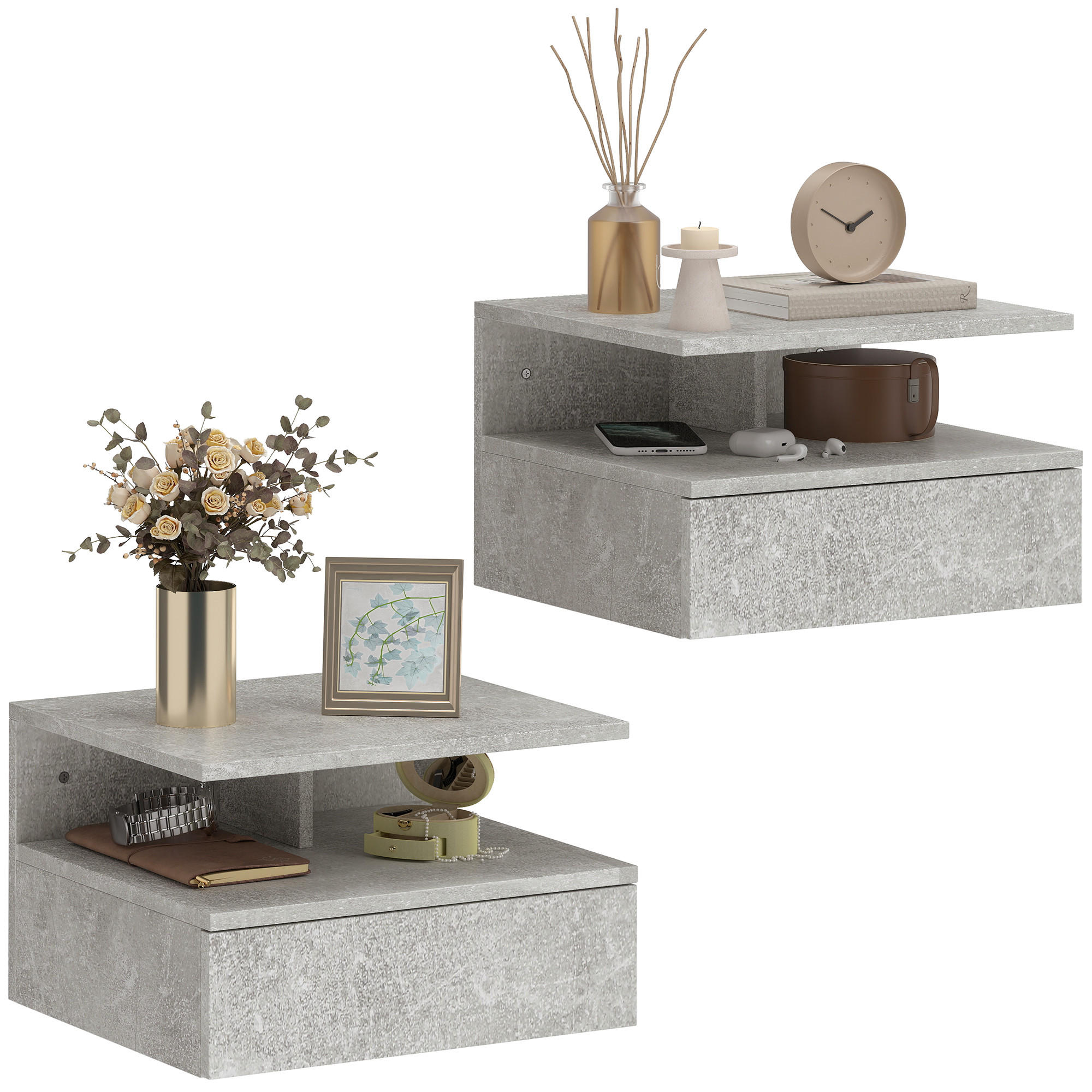 NACHTTISCH Zementgrau 1 Stück - Beige, Kunststoff (32/22.5/35cm) - GiPP