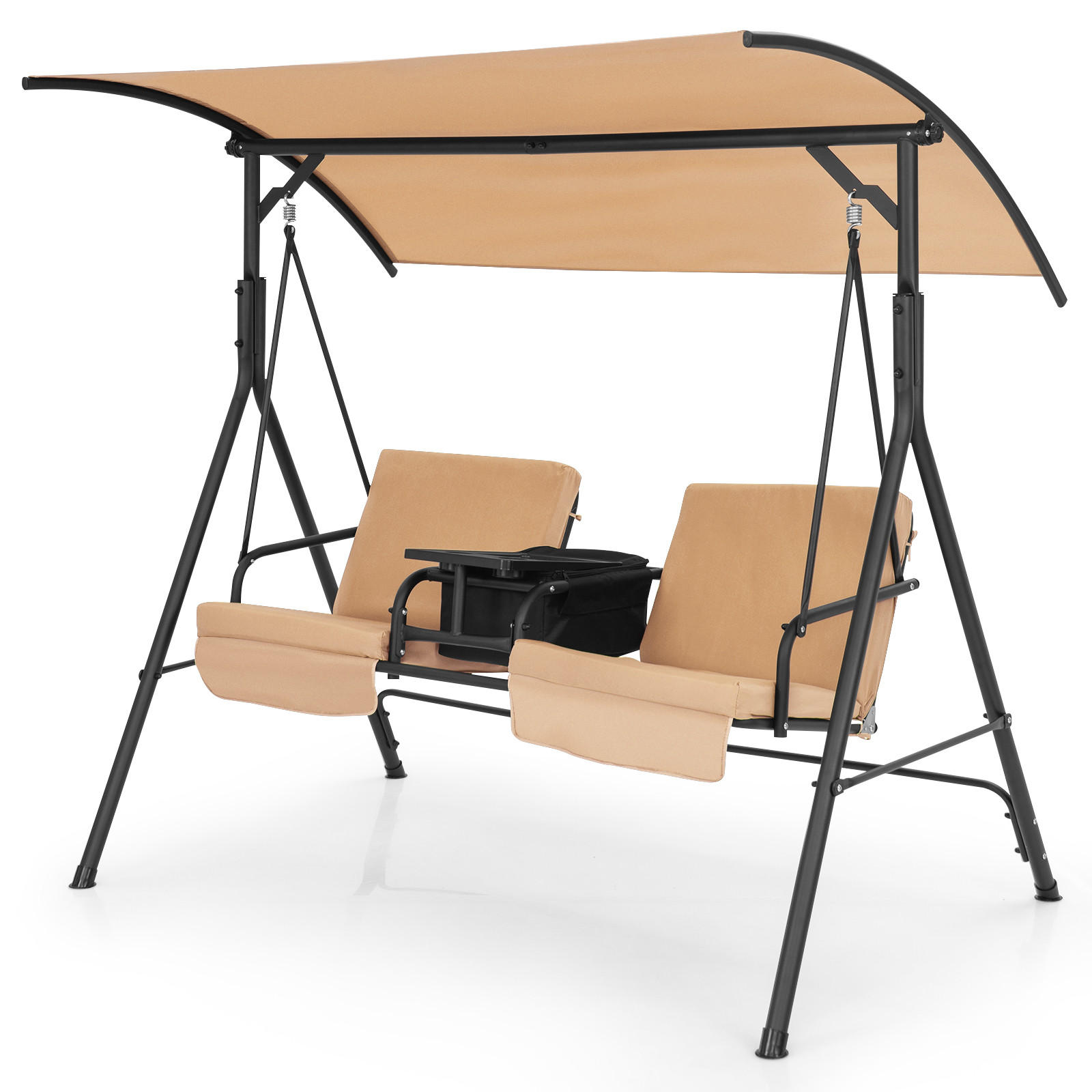 HOLLYWOODSCHAUKEL Braun - Braun, Metall (124/162/181cm) - COSTWAY