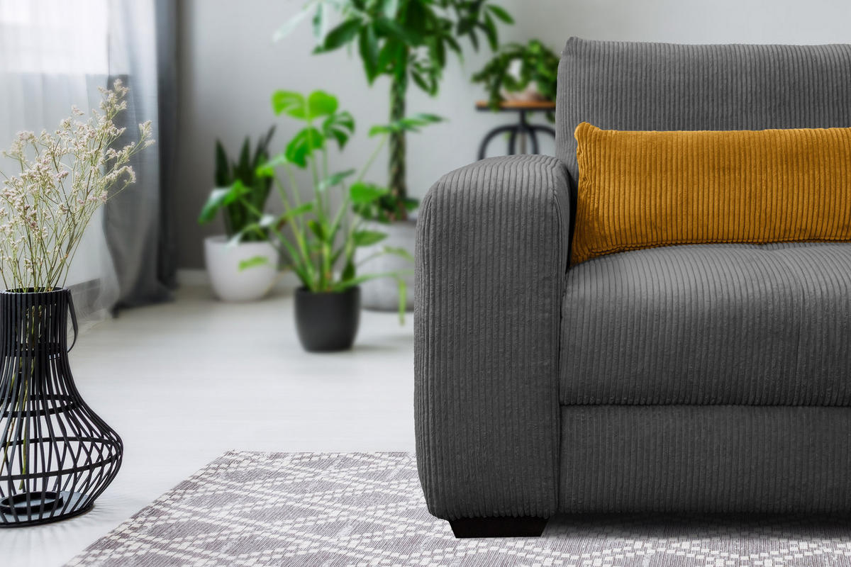 SESSEL OLI in Cordstoff dunkelgrau - Dunkelgrau, Holz/Textil (130/91/108cm) - Courtois Laville