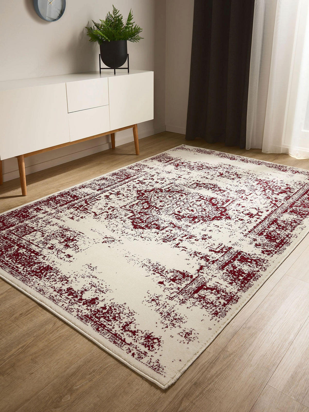 VINTAGE-TEPPICH Suki 300/400 cm - Rot/Creme, Kunststoff (300/400cm) - benuta