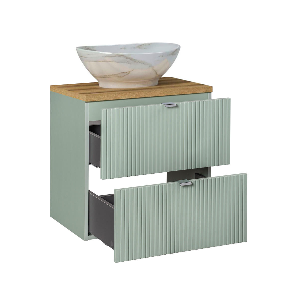 BADMÖBEL 60.4cm Jade 2er-Set Grün und Holz - Grün, Holzwerkstoff (60.4/59/40cm) - Petits-meubles