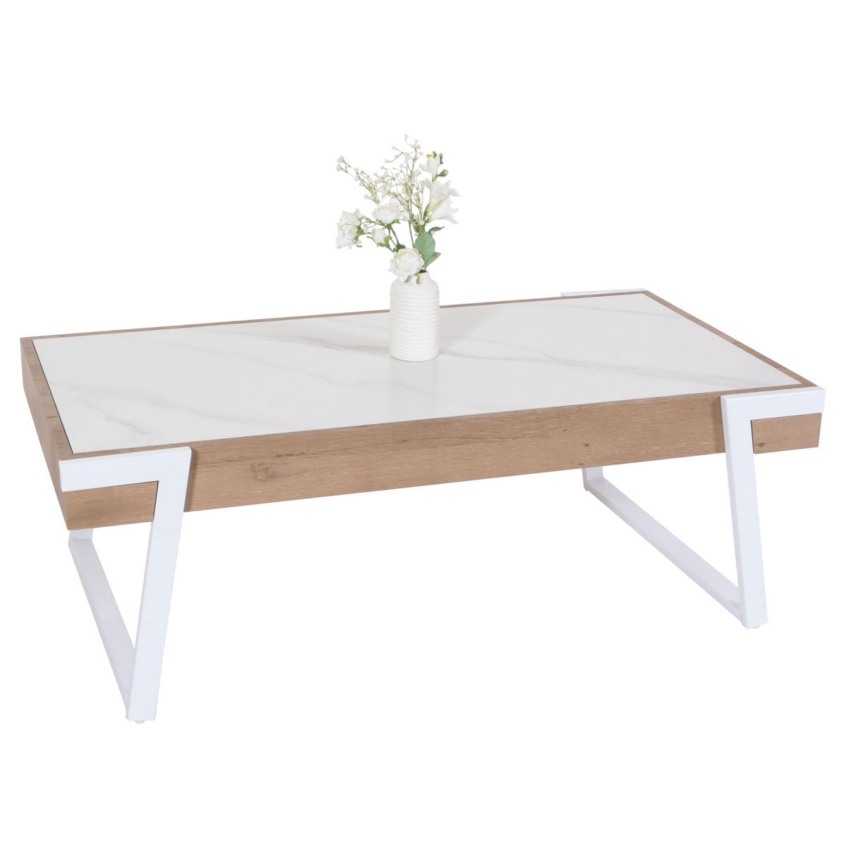 COUCHTISCH rechteck Weiß - Weiß, Stein (64/120/43cm) - MCW
