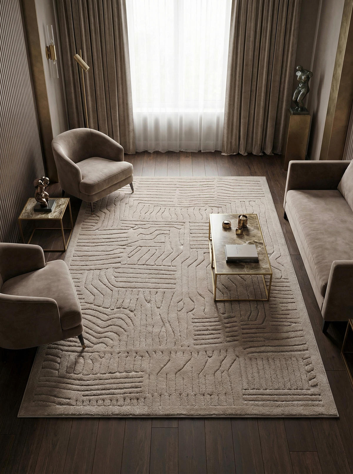 TEPPICH Strukturflor 3D hoch-tief abstrakt EDEN-Carlisle, Taupe 160x230 cm - Braun, Textil (160/230cm) - KADIMA DESIGN