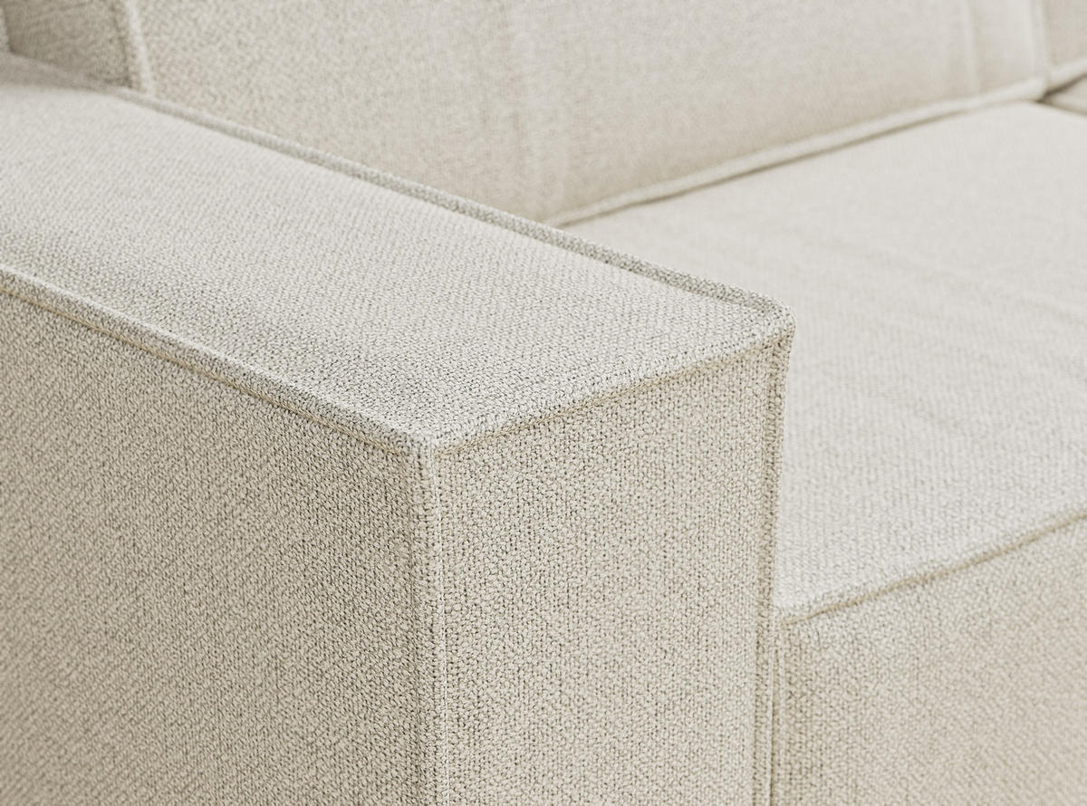 ECKSOFA MIT SCHLAFFUNKTION Zaya Creme Webstoff - Creme/Schwarz, Holz/Holzwerkstoff (255/148cm) - Maison de Reve