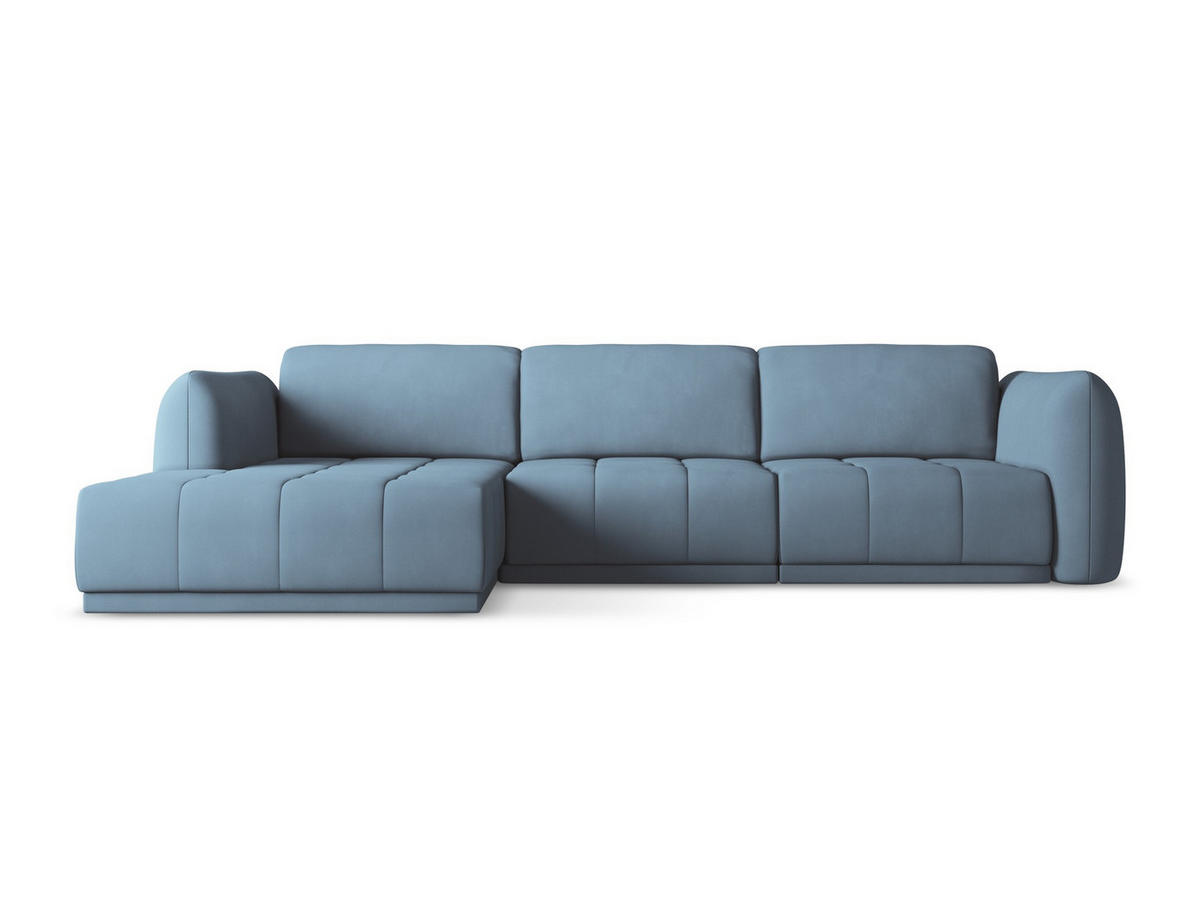 ECKSOFA Links Chenille Stoff Blau - Blau/Blaugrau, Kunststoff/Textil (170/290cm) - Makamii
