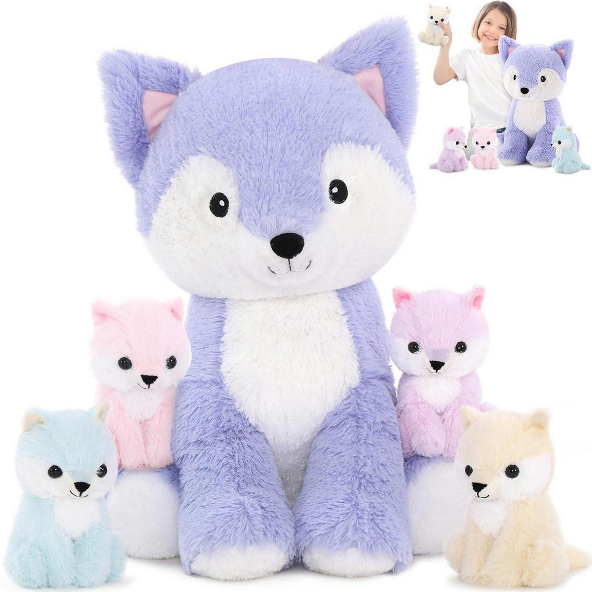 STOFFTIER Fuchs mit 4 Babys 48 cm - Multicolor, Textil (40/50cm)