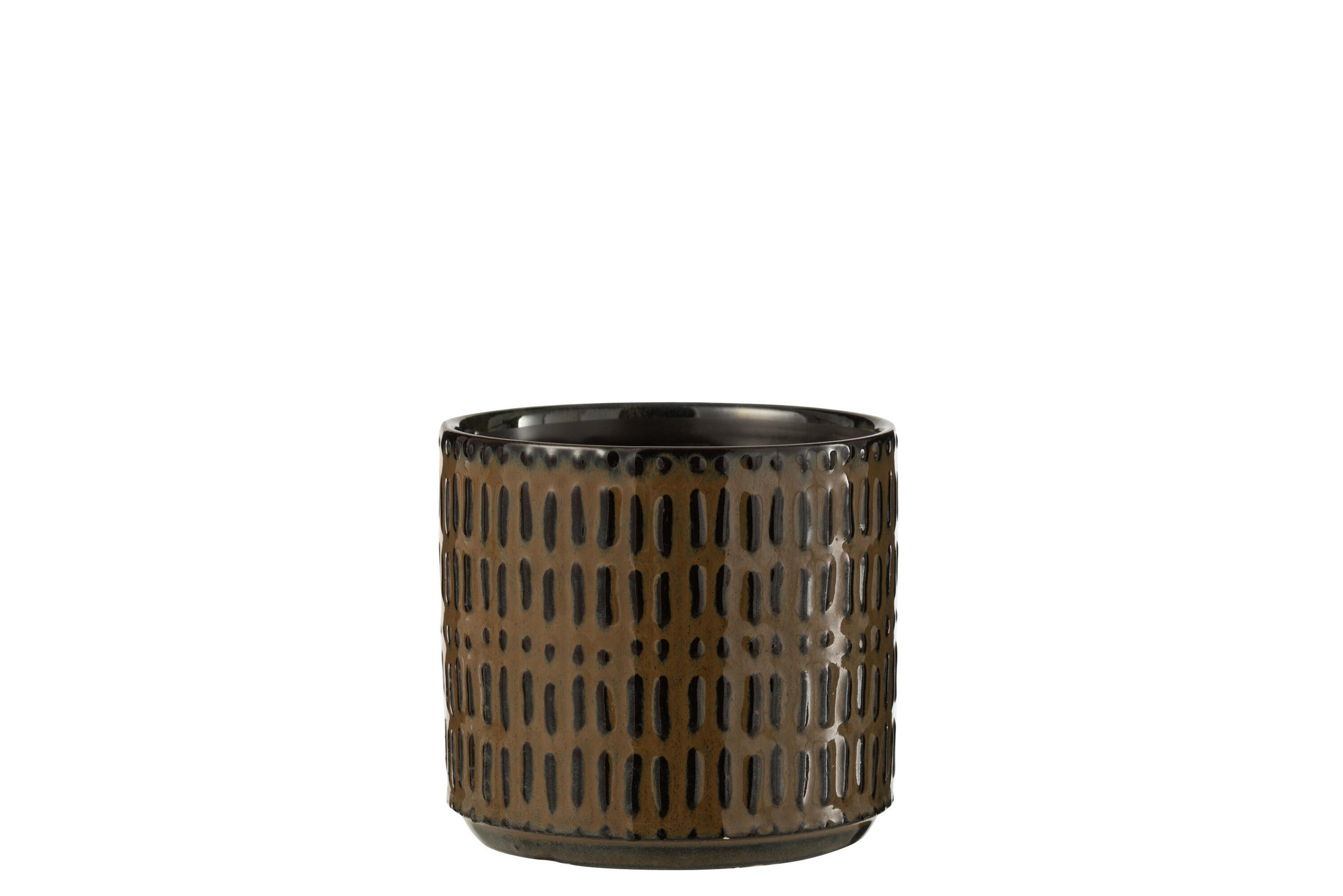 BLUMENTOPF LINIEN - Töpferei - Schwarz - M - 2er set - Ø 13,5 cm - Schwarz, Keramik (13.5/12.5cm) - J-Line