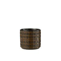 BLUMENTOPF LINIEN - Töpferei - Schwarz - M - 2er set - Ø 13,5 cm - Schwarz, Keramik (13.5/12.5cm) - J-Line