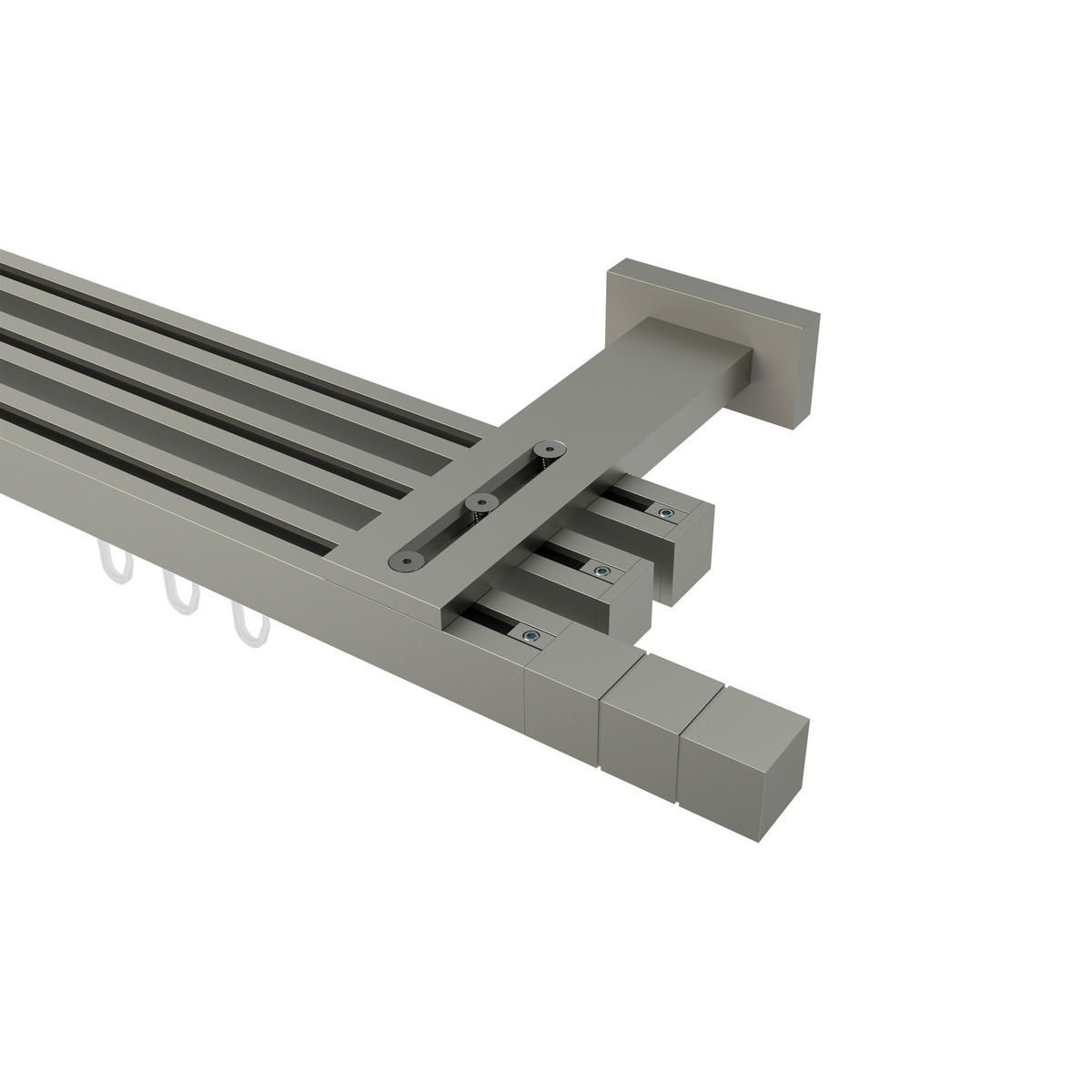 GARDINENSTANGE INNENLAUF Quadline (Multi) Cubes 300 cm (geteilt in 3 x 100 cm), 3-läufig, 20x20 mm Satin-Silber - Silberfarben, Metall (300cm) - INTERDECO