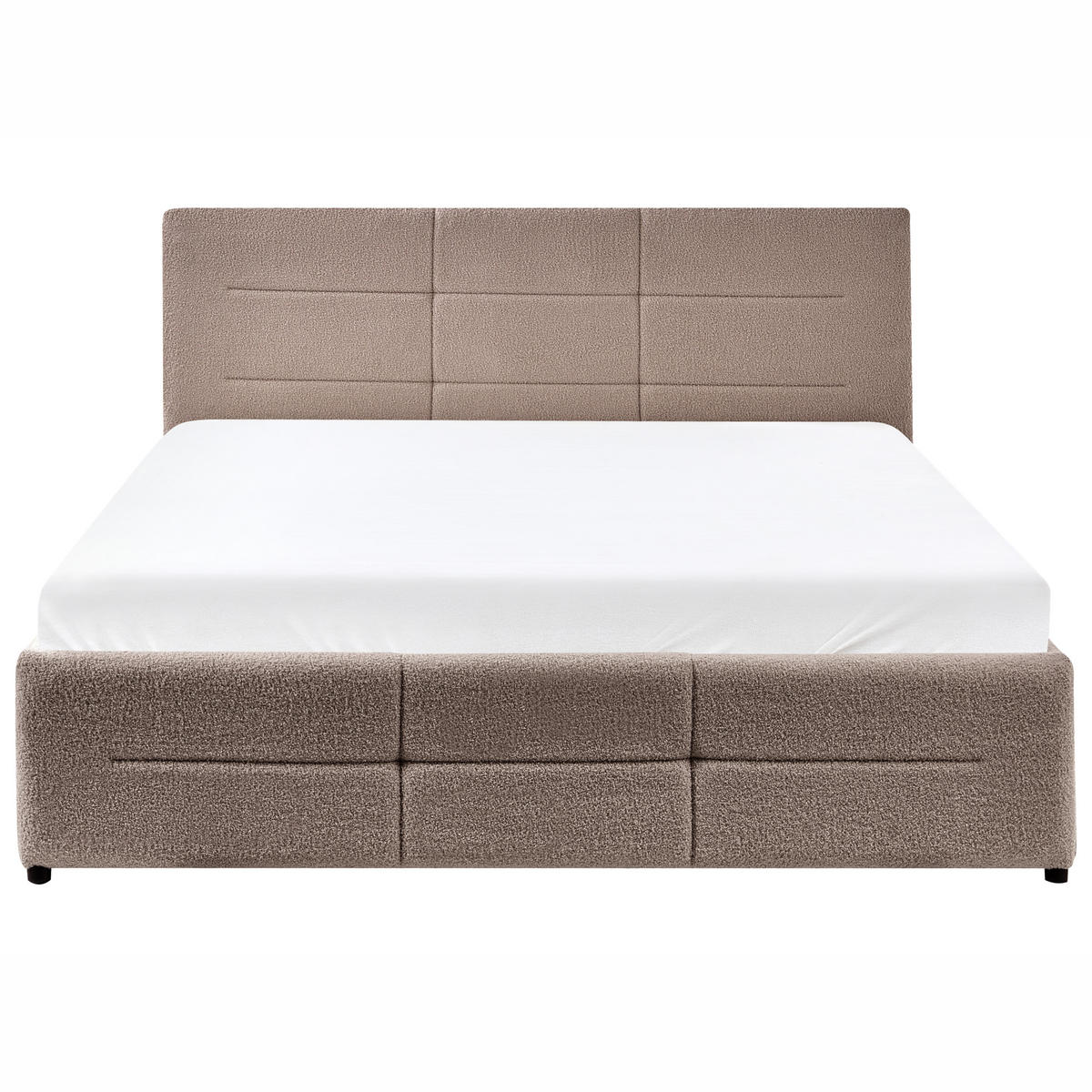 BETT mit Stauraum 140/200 cm Bouclé Taupe Massognes - Taupe, Textil (140/200cm) - Beliani