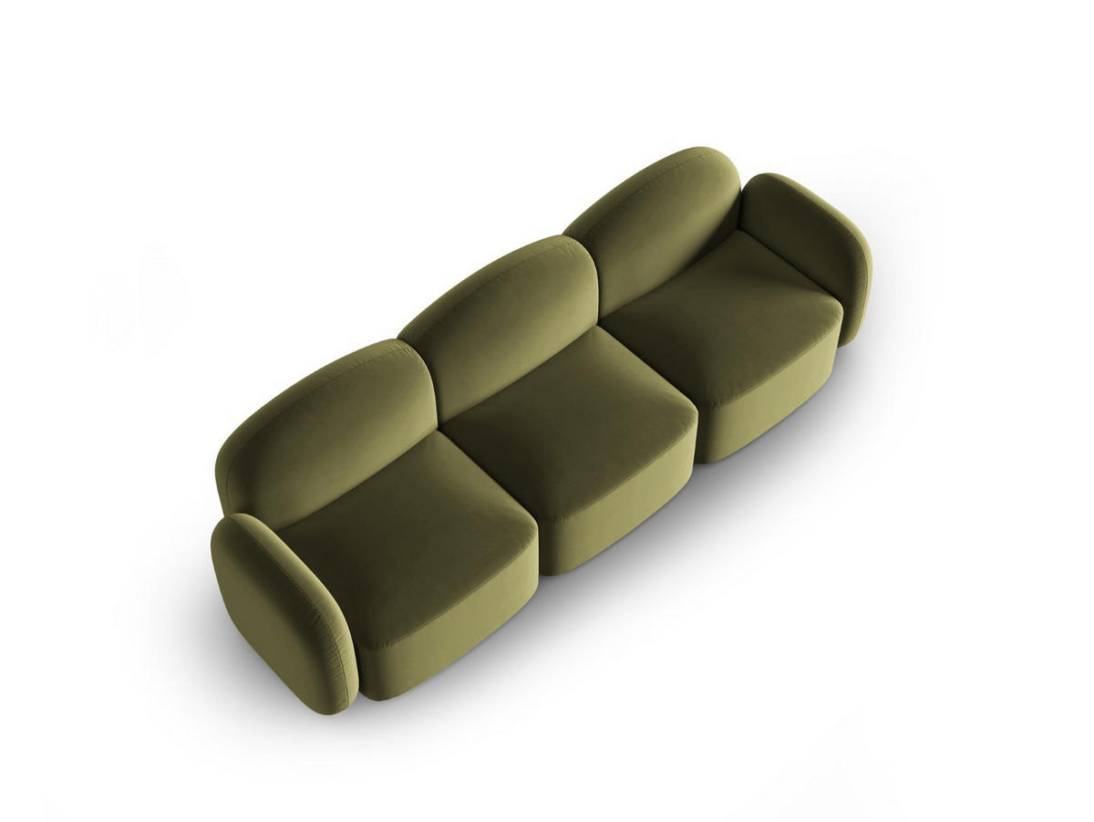 SOFA Blair aus Samt hellgrün 3 Sitzplätze - Hellgrün, Textil (87/80/272cm) - Micadoni