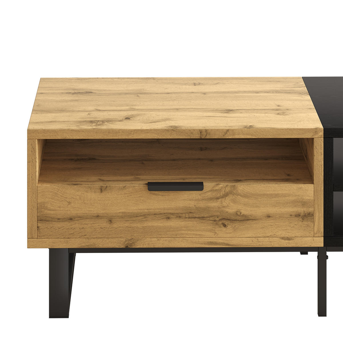 COUCHTISCH Farbblockdesign Natur/Schwarz - Walnussfarben, Holzwerkstoff (100/50/40cm) - ComfortXL