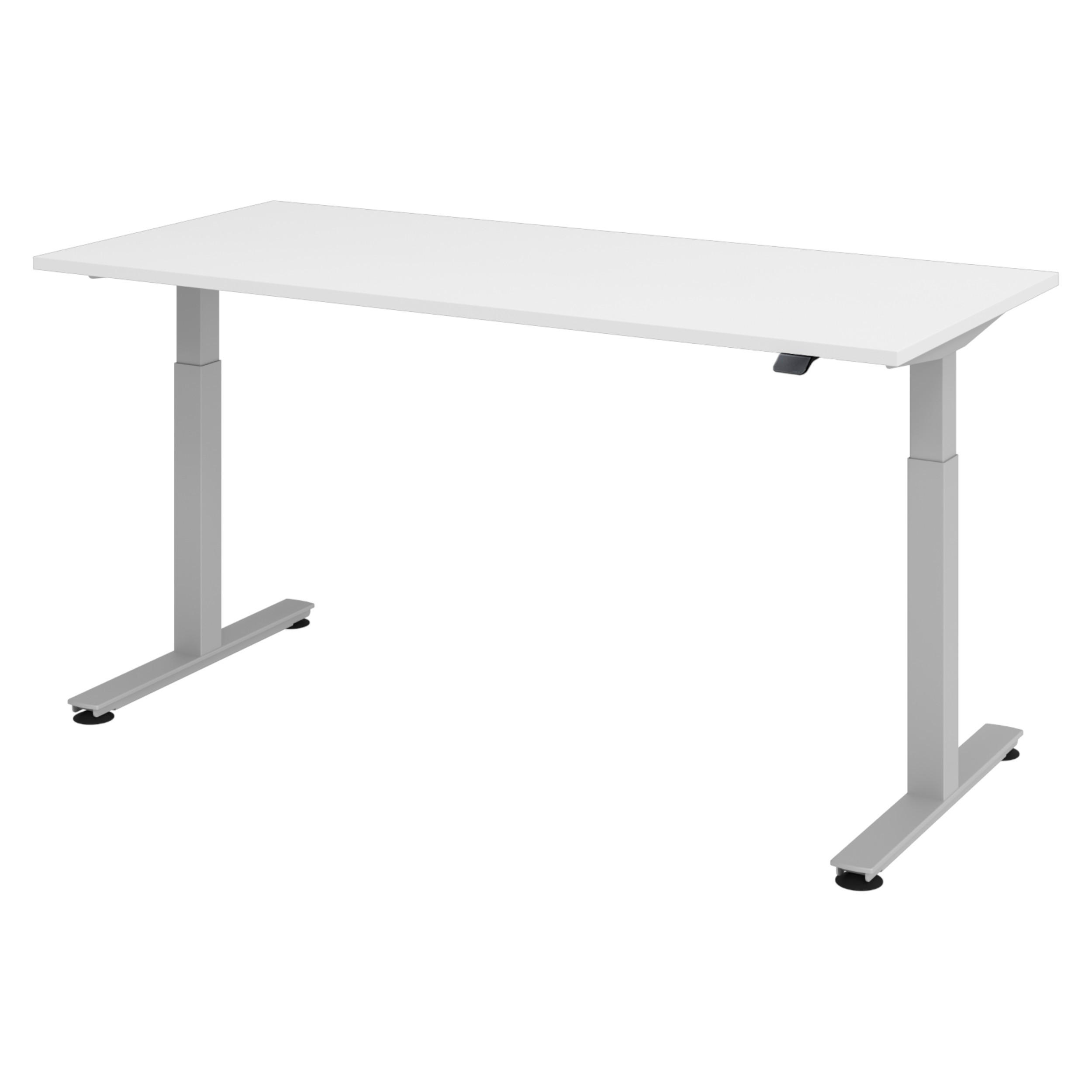 SCHREIBTISCH elektrisch XMST 80/180/74 cm in Weiß/Silberfarben - Silberfarben/Weiß, Holzwerkstoff (80/180/74cm) - bümö