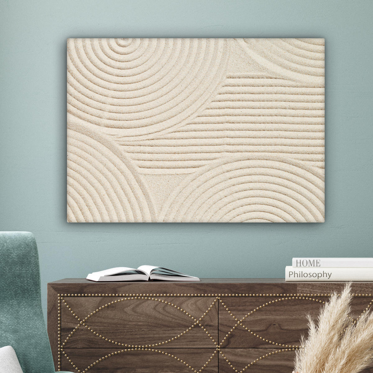 LEINWANDBILD Muster - Abstrakt - Weiß Wandbilder 80x60 cm - Beige, Textil (80/60cm) - MuchoWow