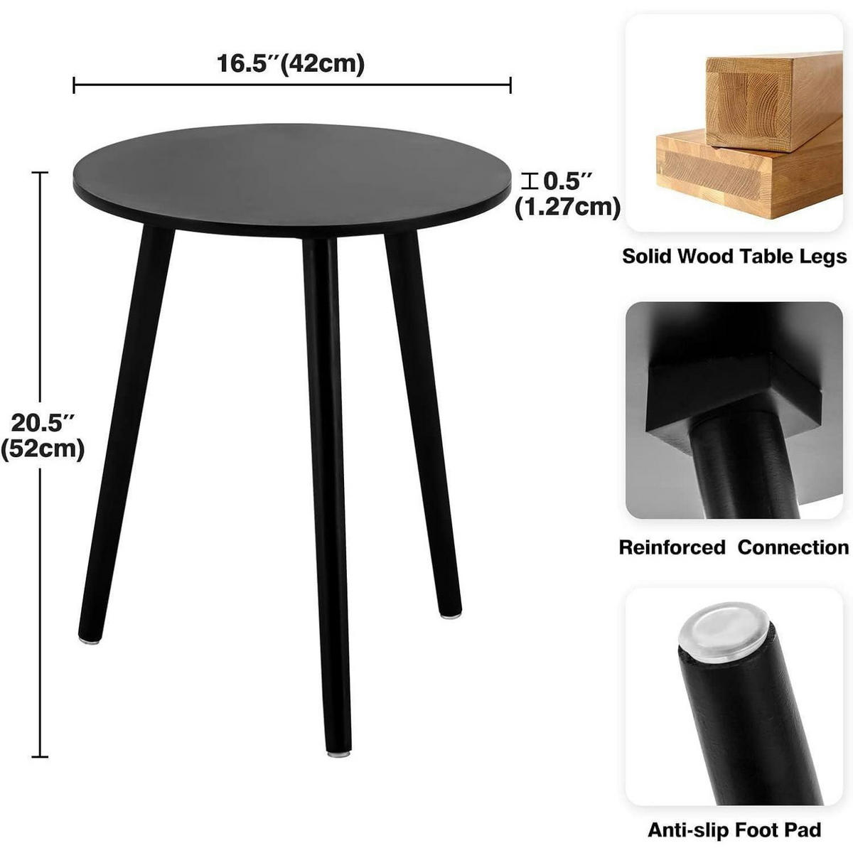 BEISTELLTISCH rund schwarz mit Tablett - Schwarz, Holzwerkstoff (42/42/52cm)