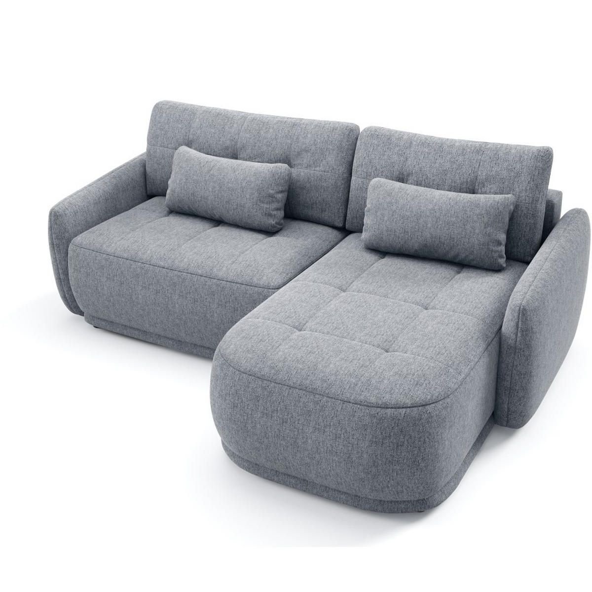 ECKSCHLAFSOFA Kavi mit Bettkasten, universelle Ottomane, Grau - Grau, Textil (240/167cm) - Beautysofa