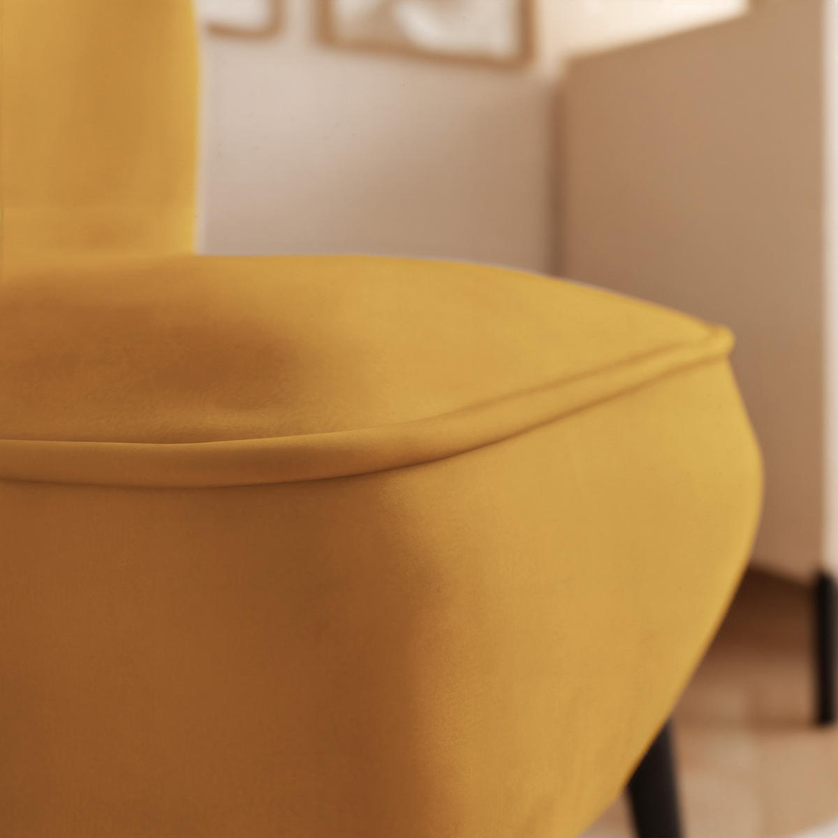 SESSEL DANTE 67/76/76 cm, Samtstoff Gelb - Gelb/Buchefarben, Holz/Textil (67/76/76cm) - Idohome
