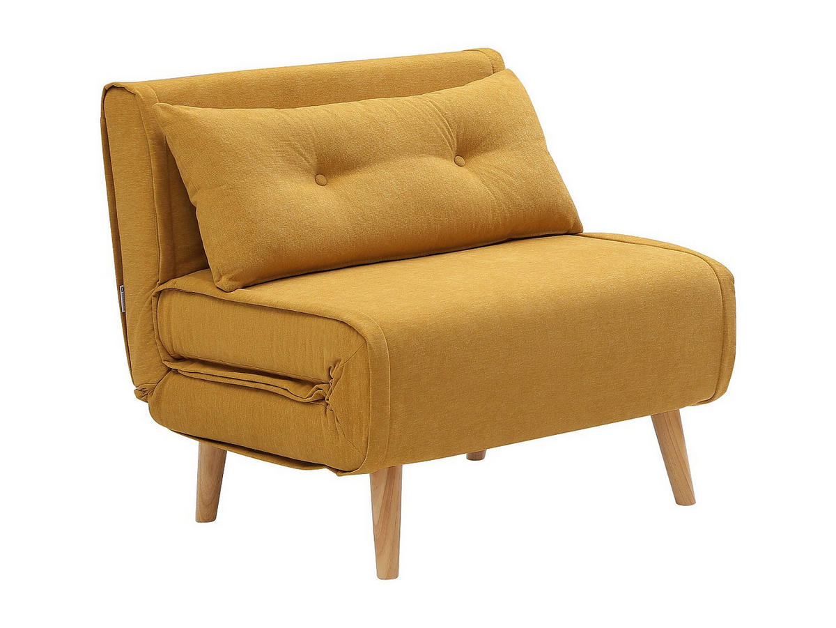SCHLAFSESSEL - 1 Person - stoff - senffarben Valerio - Dunkelgelb, Holz/Textil (90/81/78cm) - Vente-Unique