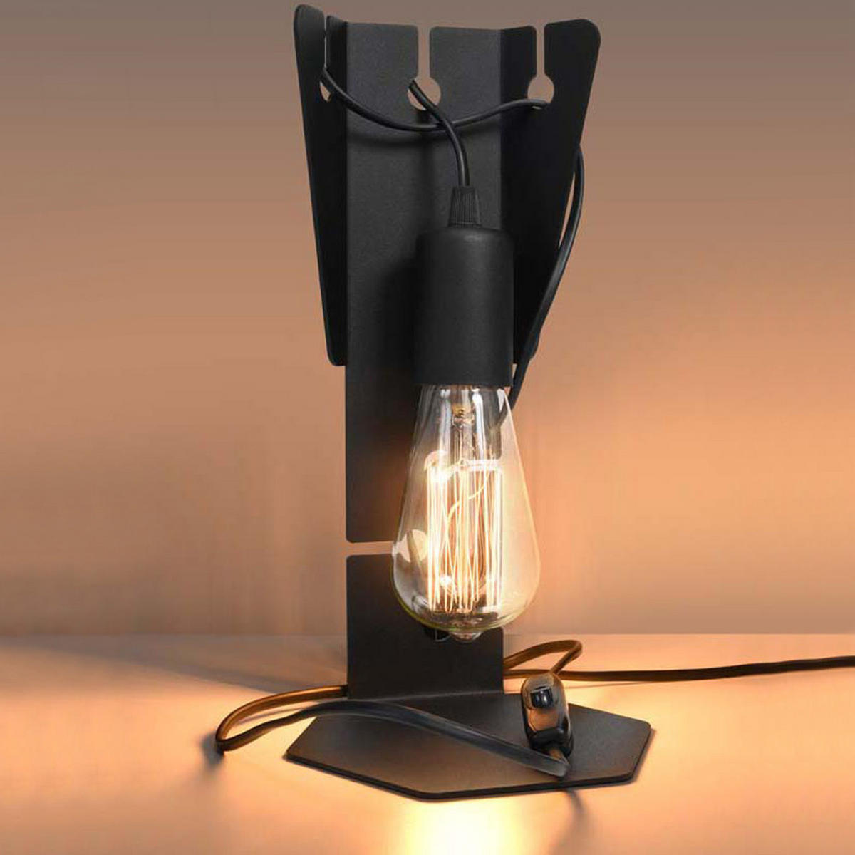 TISCHLEUCHTE Stahl Schwarz - Schwarz, Metall (16/14/30cm)