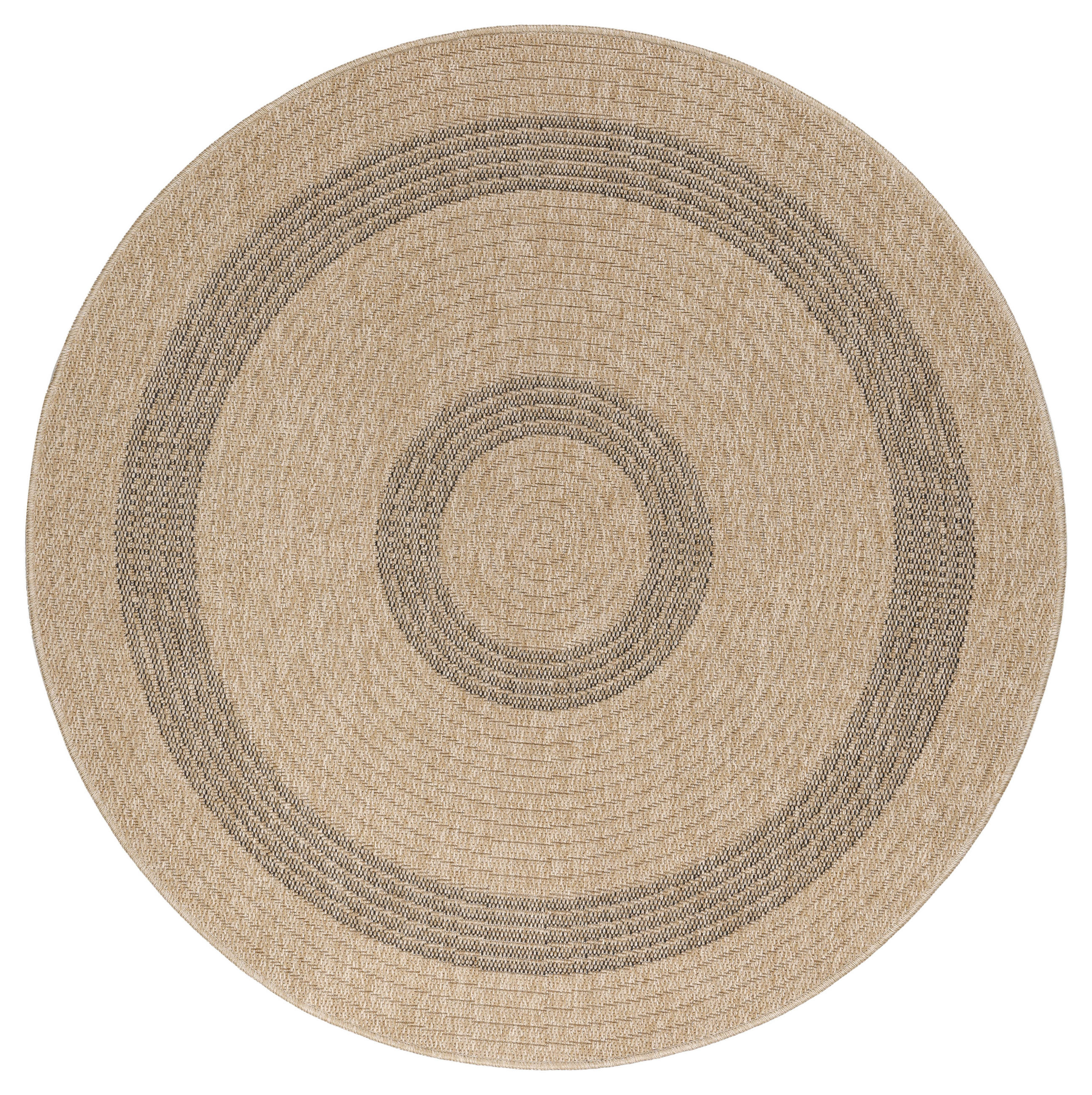 OUTDOORTEPPICH KAUNS, im Vintage-Stil, Schwarz, Ø 80 cm - Beige, Textil (80/80cm) - KADIMA DESIGN