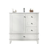 BADEZIMMERSCHRANK Weiß Lackiert 3 Schubladen Tür Stauraum 81cm - Weiß, Keramik (81/86/47cm) - FLIEKS