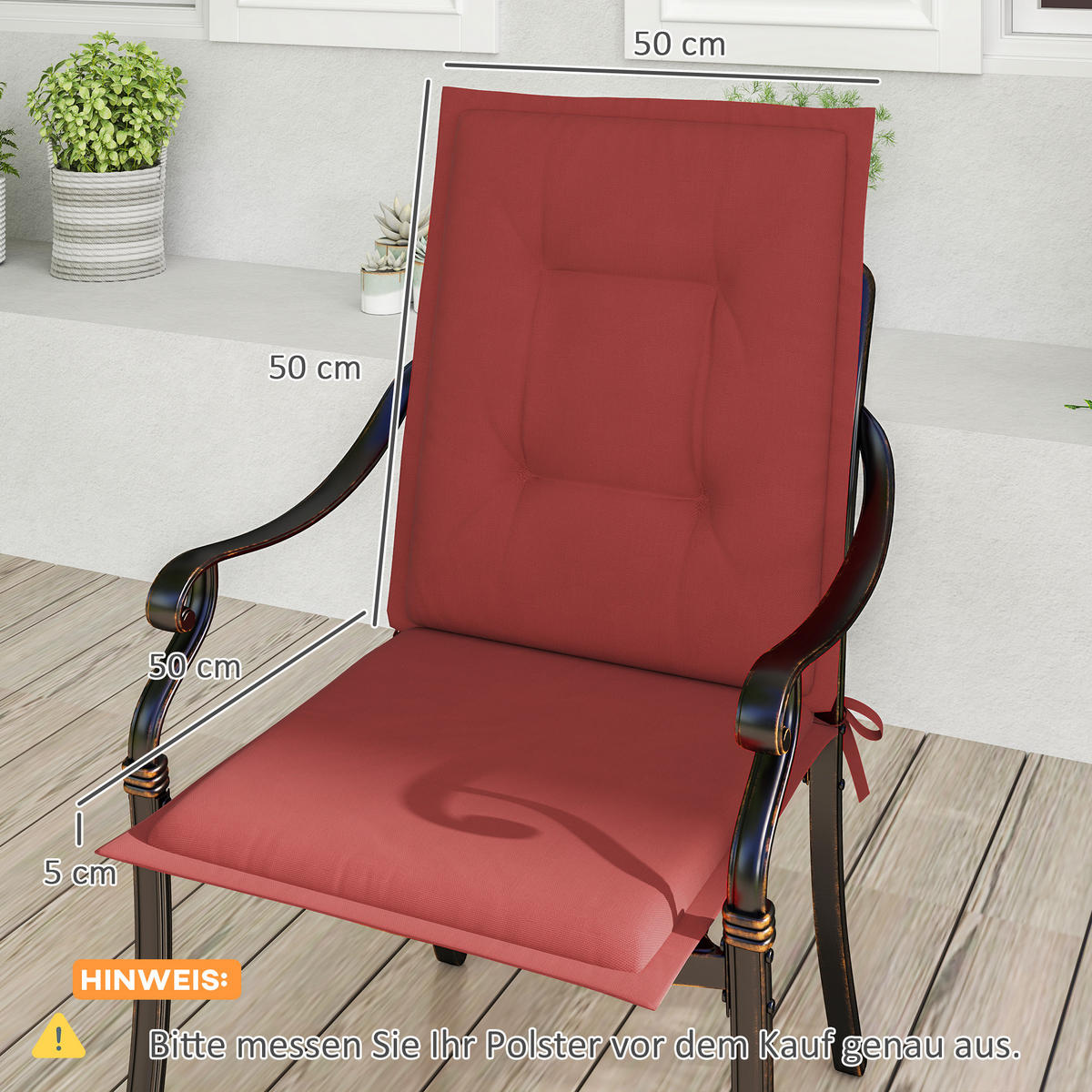 SITZKISSEN 4er Set 108 x 50 x 5 cm - Weinrot, Kunststoff (50/5/108cm) - Outsunny