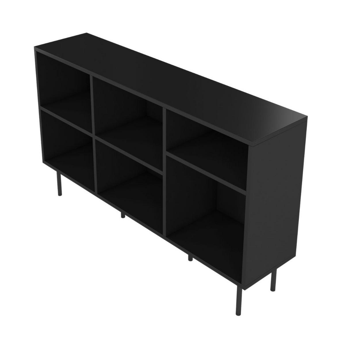 SIDEBOARD Mirka, Schwarz, offene Fächer, Minimalistisch - Schwarz, Holzwerkstoff/Metall (130/80/30cm) - Dancan
