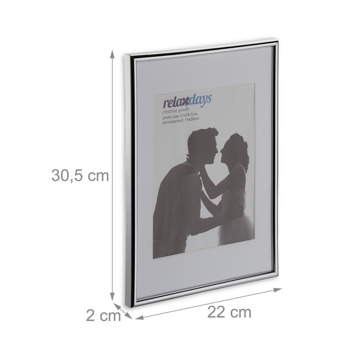 2xBILDERRAHMEN - Silberfarben, Glas/Kunststoff (22/30.5/2cm) - Relaxdays