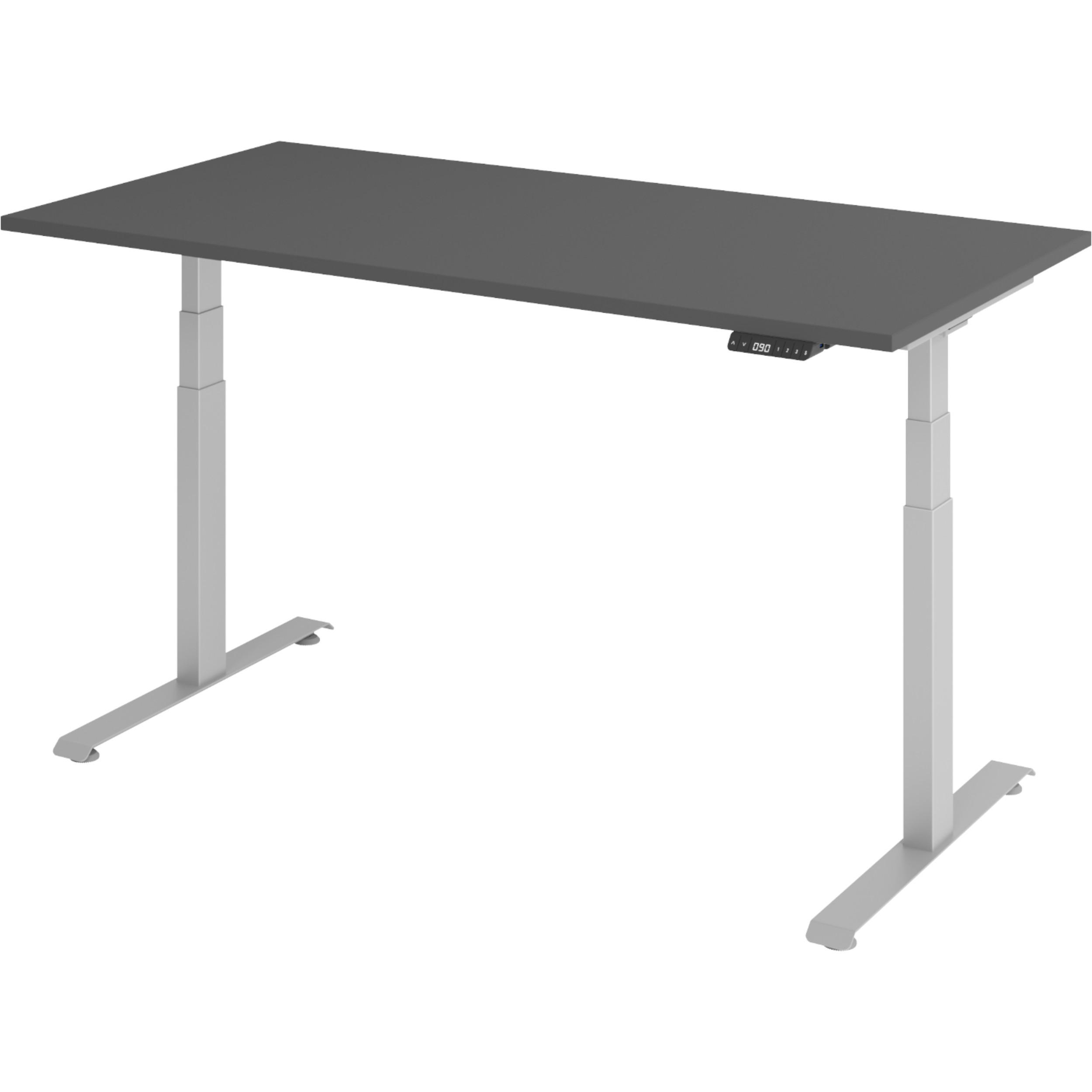 SCHREIBTISCH elektrisch 80/160/74 cm in Graphitfarben/Silberfarben - Silberfarben/Graphitfarben, Holzwerkstoff (80/160/74cm) - bümö