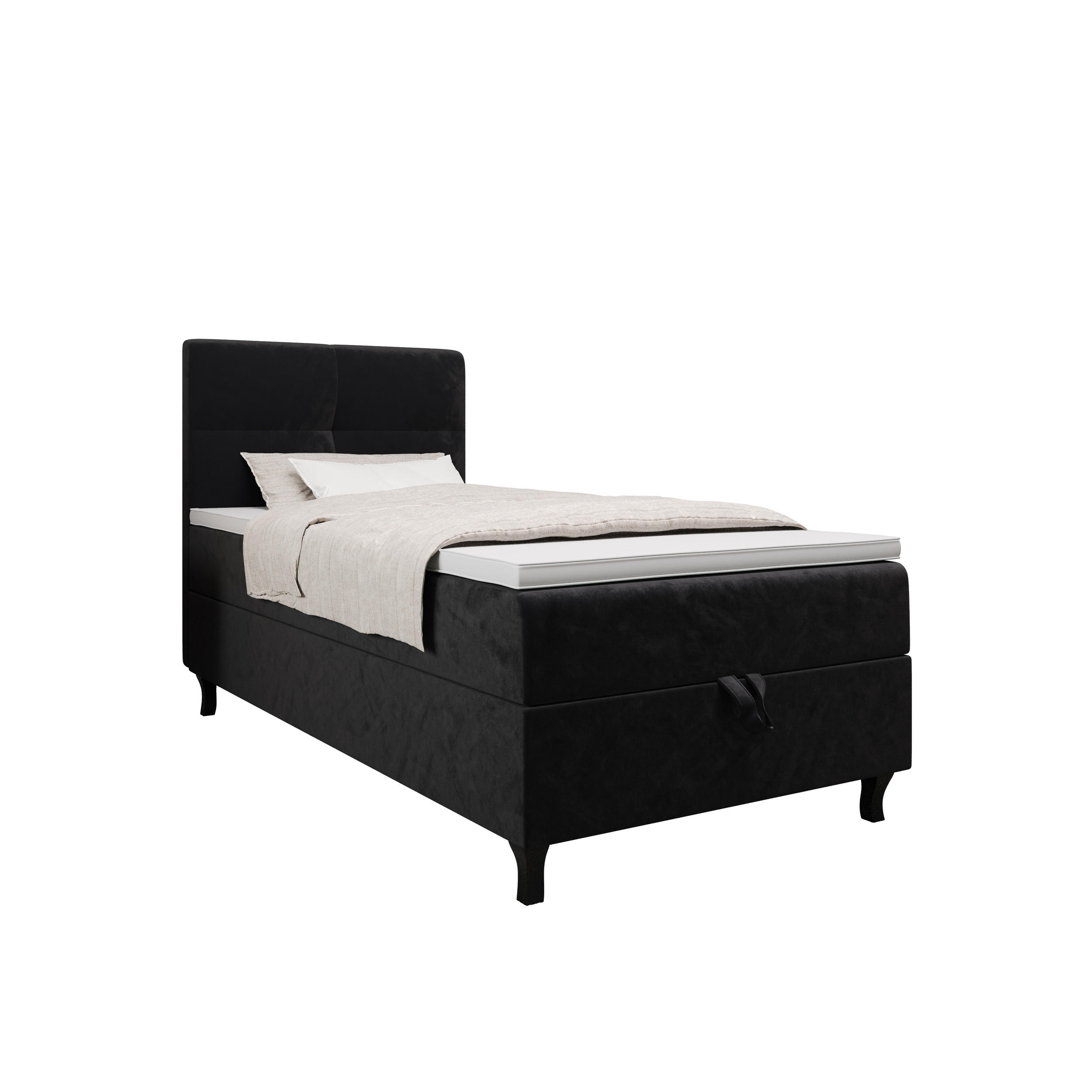 BOXBETT LIMBA mit Matratze H3 und Topper 100x200 Monolith 97 - Dunkelgrau, Holz/Textil (100/200cm) - Bedante