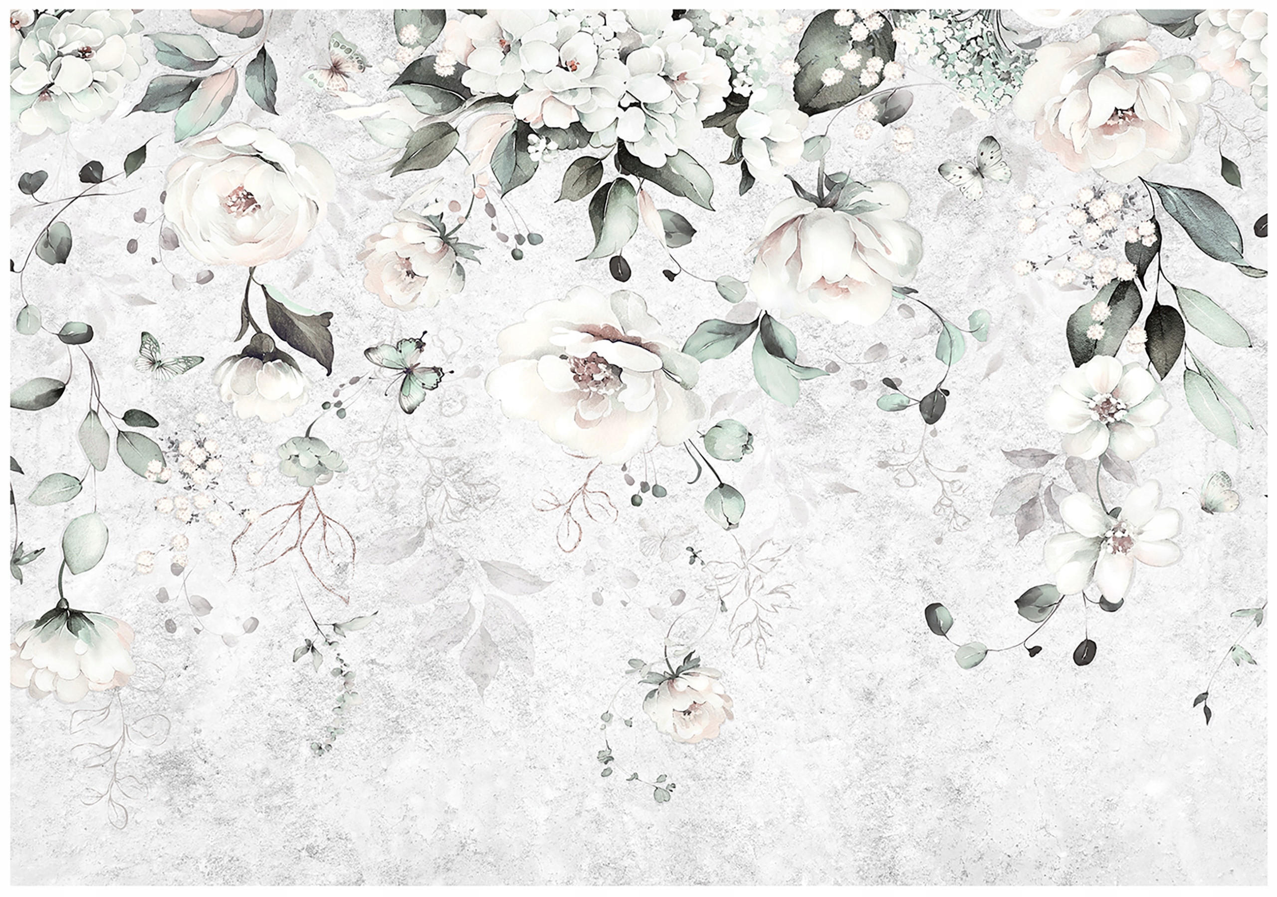 FOTOTAPETE Blätter Hängend Grau 416x254 cm - Multicolor, Textil (416/254cm) - Wallarena