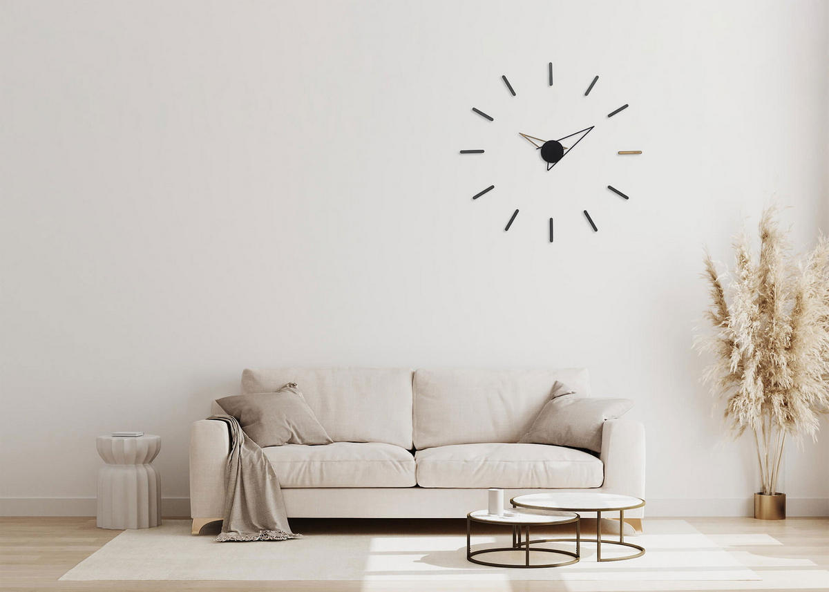 WANDUHR Design Schwarz 80/80 cm - Schwarz, Holzwerkstoff (0.8/80/1cm) - ONZENO