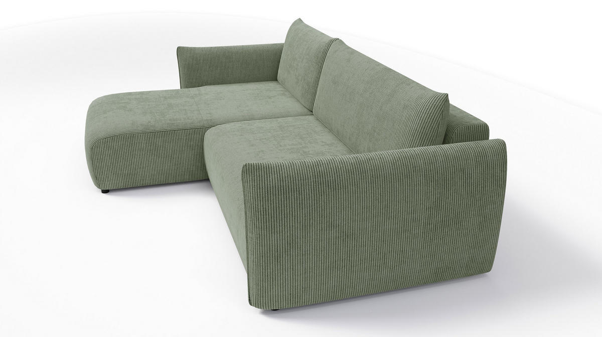 ECKSOFA TAUER 3-Sitzer rechts, mint - Schwarz/Grün, Holz/Textil (248/173cm) - Courtois Laville