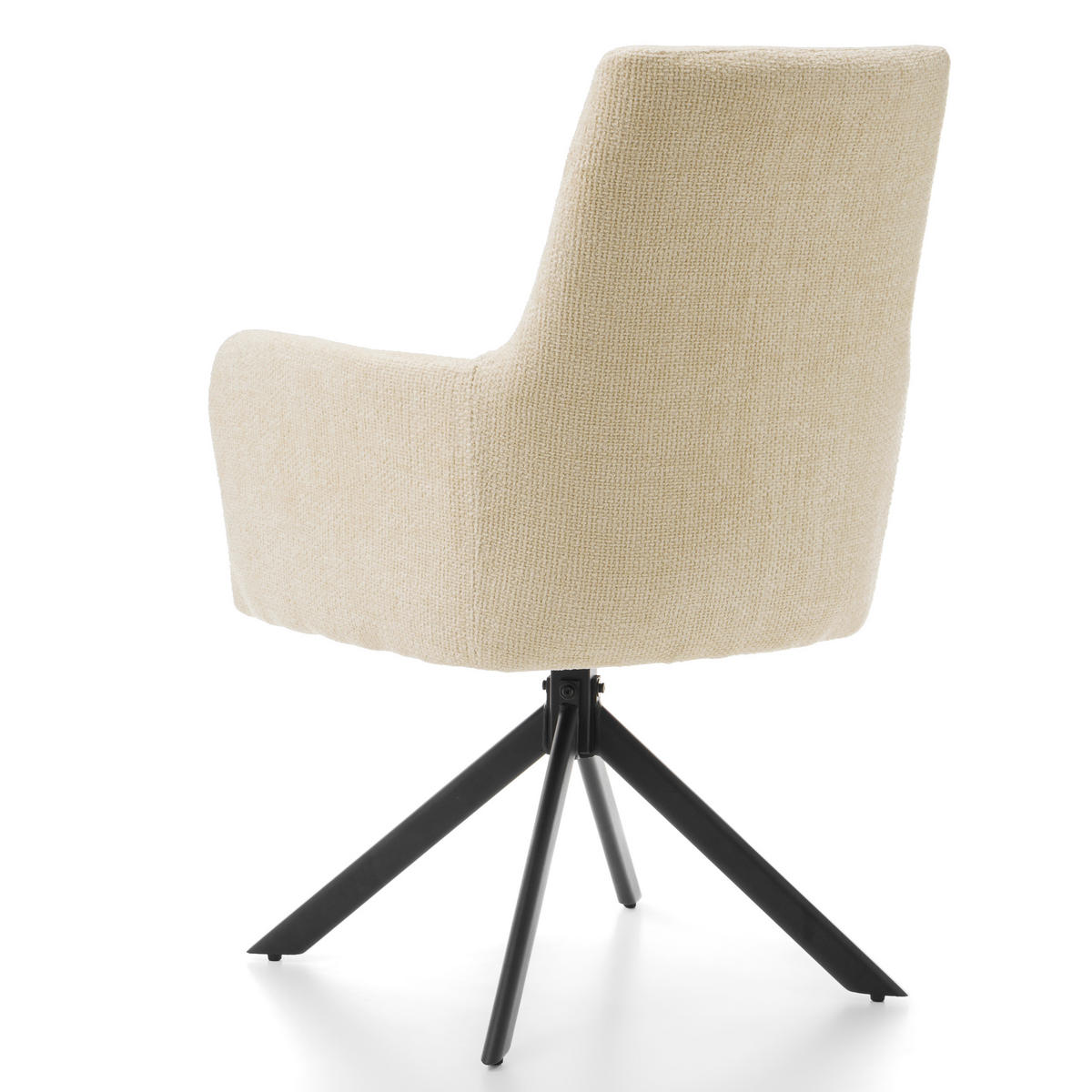 STUHL TITO gepolstert mit Steppung - hellbeige - Chenille - Beige/Schwarz, Textil/Metall (60/93/64cm) - NEW HOME