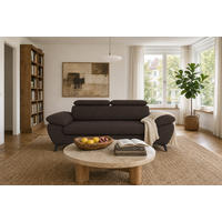 3-SITZER Karlstad Flachgewebe Braun verstell. Kopfstützen B 215 cm - Dunkelbraun, Kunststoff/Textil (215/84/100cm) - foamnova