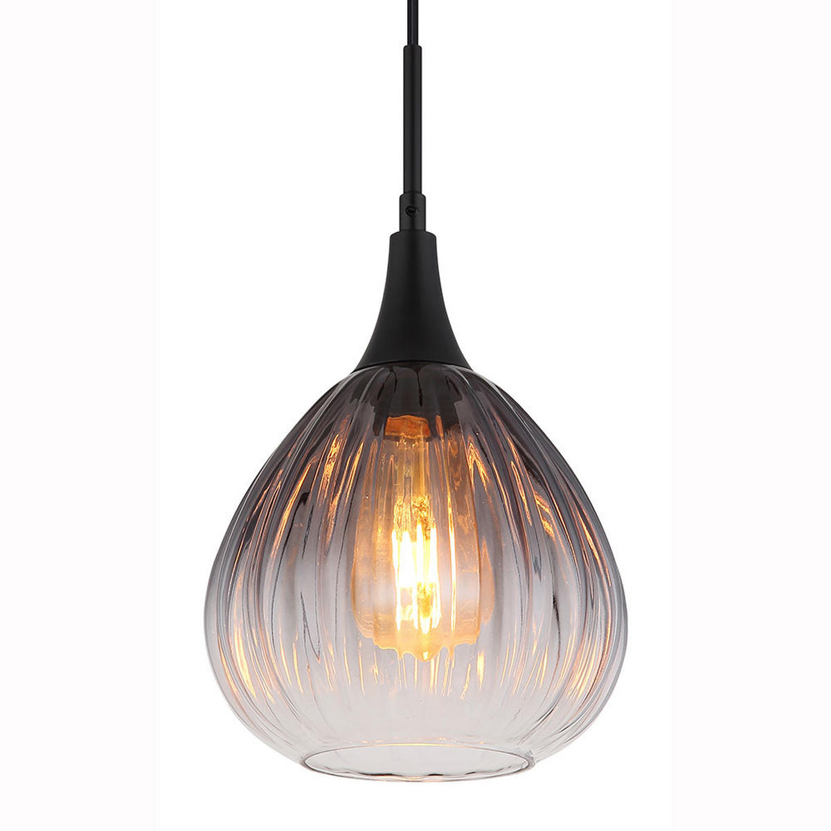 LED HÄNGELEUCHTE OLSEN Schwarz Rauchglas - Schwarz, Glas (20/20/120cm) - Globo Lighting