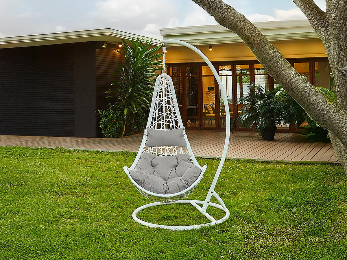 HÄNGESESSEL - 1 Person - Harz - Weiß - - Weiß, Kunststoff (105/197/105cm) - Vente-Unique
