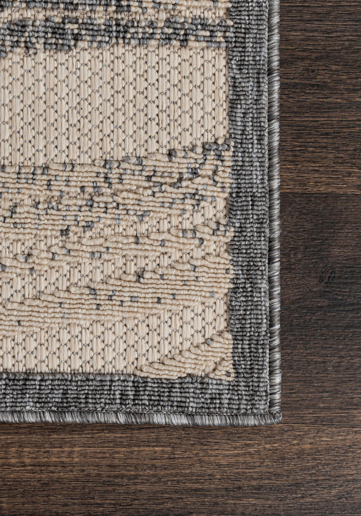 TEPPICH Beige In-Outdoor - Kurzflor Rechteckig, Motiv Pflanzen,Blätter,Blumen - Grau - 140 x 200 cm - Creme/Grau, Textil (140/200cm) - Mazovia
