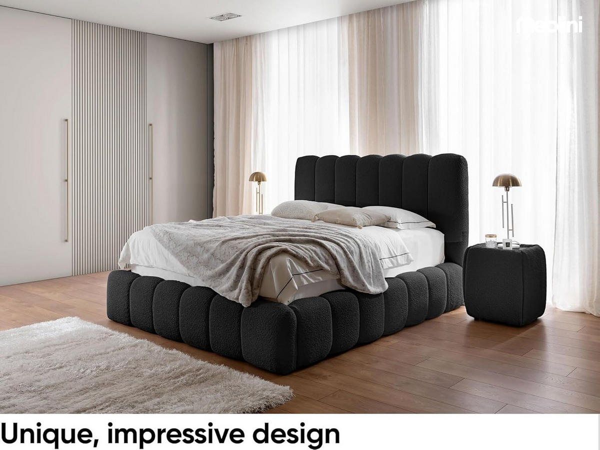 POLSTERBETT Carlos - Schwarz, Textil (120/200cm) - Meblini