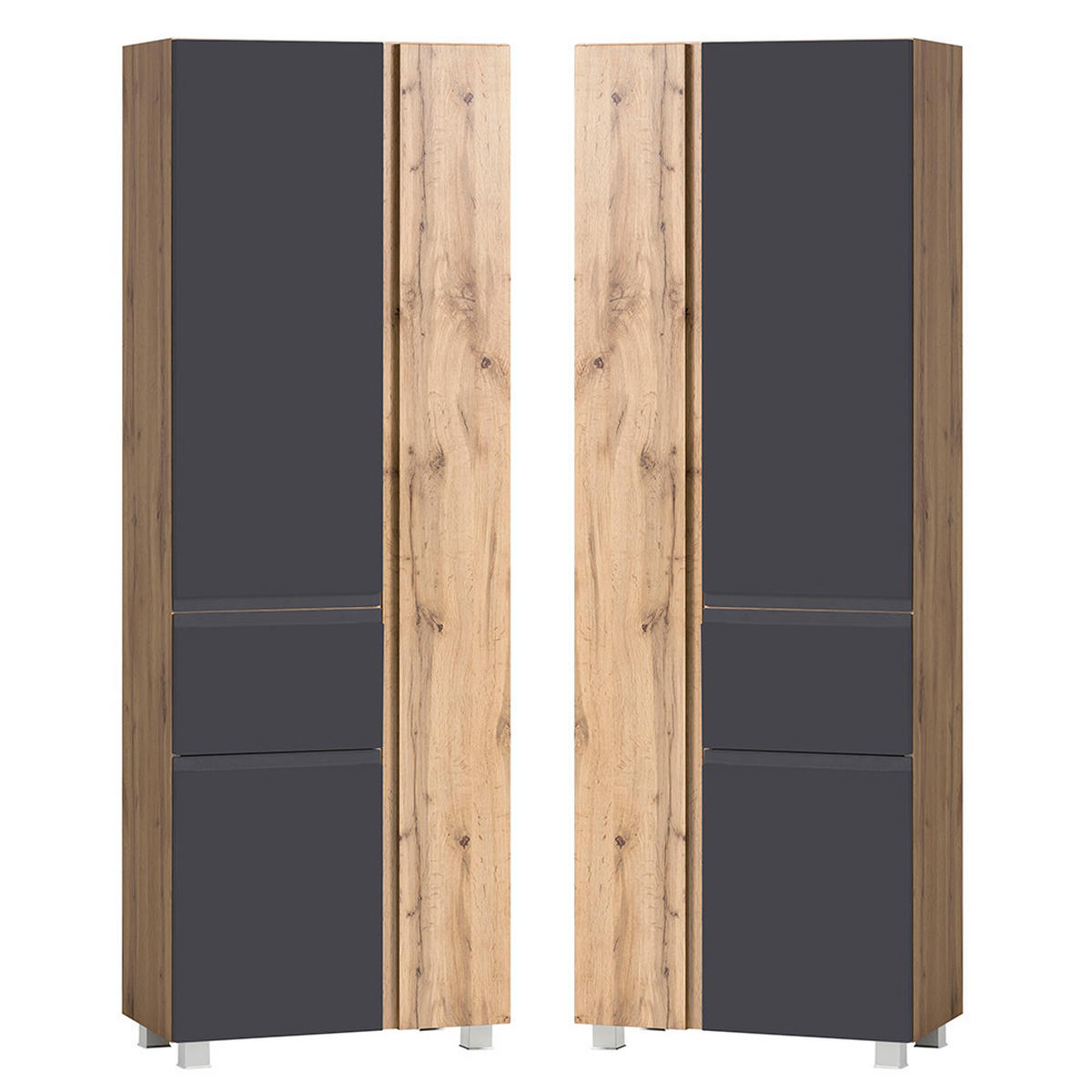 BADMÖBEL-SET 3-TLG. Vasto-03 - Grau, Holzwerkstoff (185/200/47cm) - Lomado