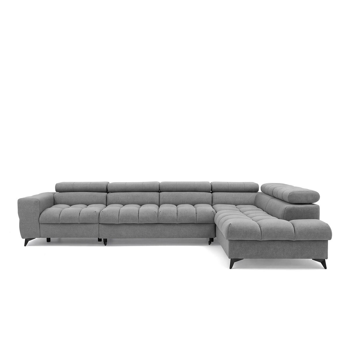 ECKSOFA PUDDING MAXI L Rechts mit Schlaffunktion 125x195 Velours Grau - Schwarz/Grau, Holz/Textil (350/203cm) - Muffo
