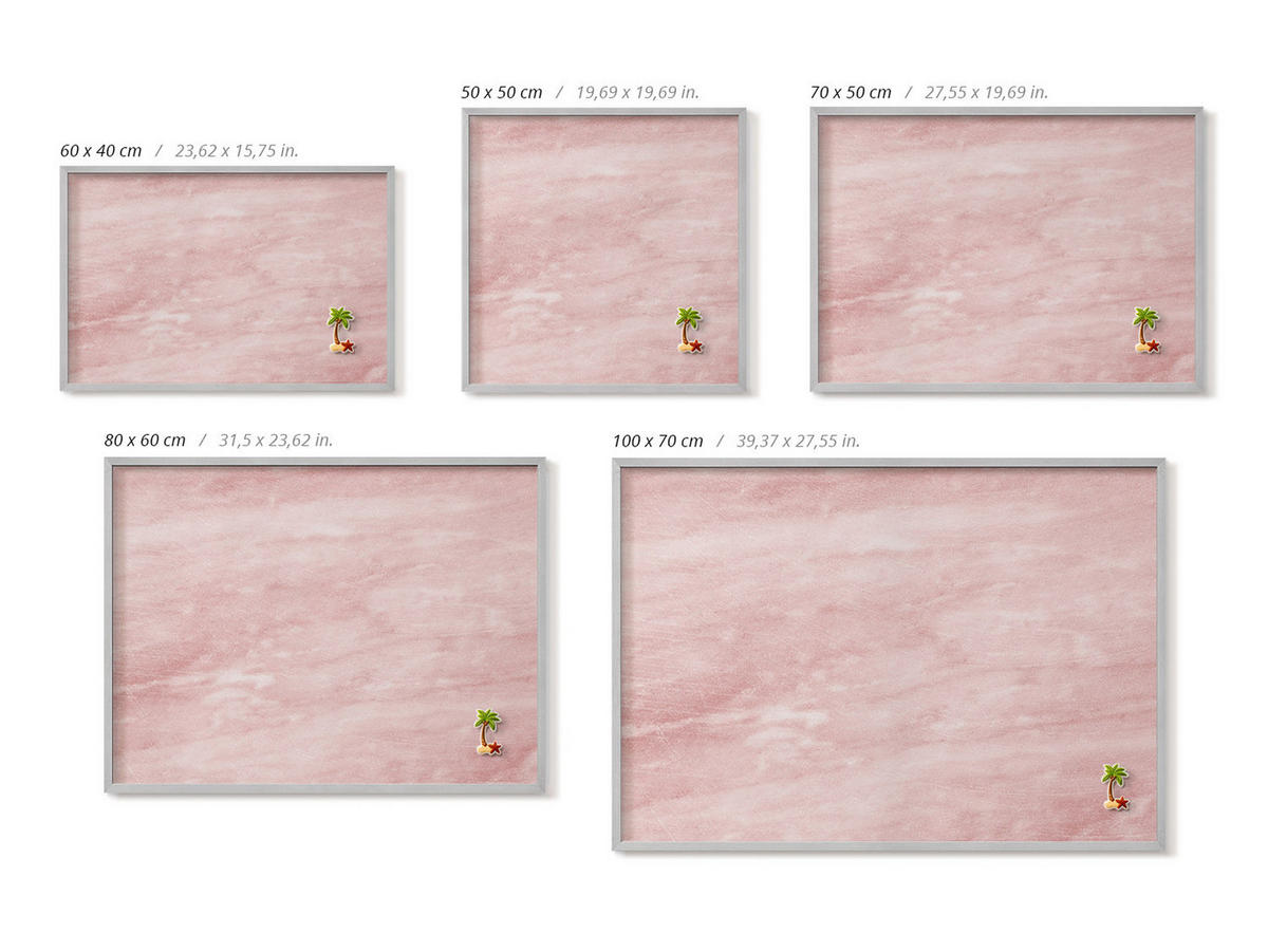 MAGNETTAFEL 50x50 cm Silberner Rahmen Pastell Felsstruktur - Pink, Metall (50/50/0.4cm) - TULUP