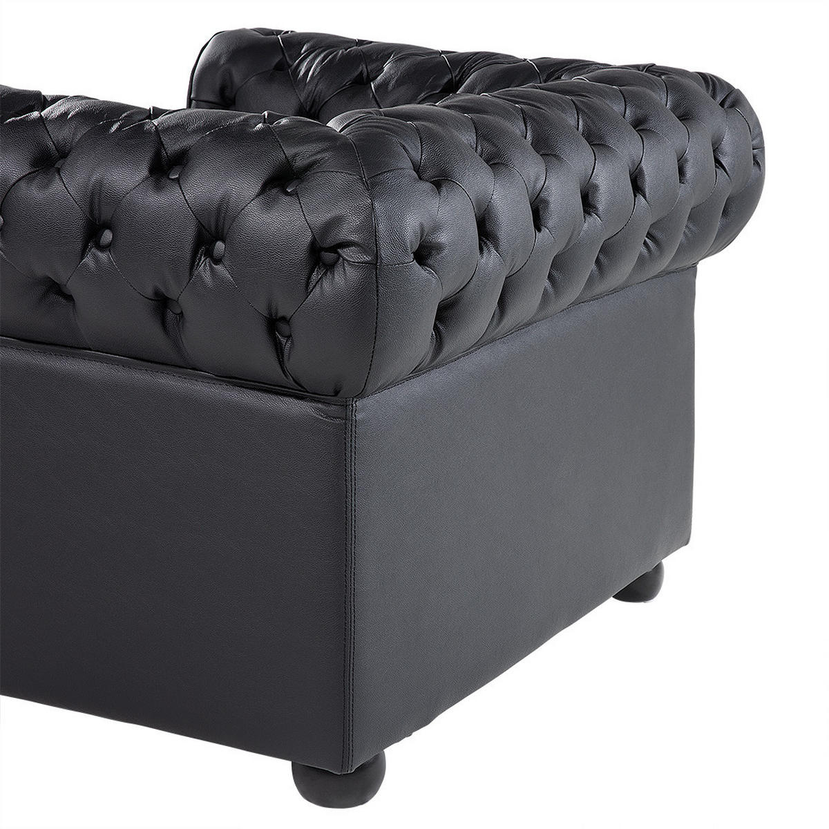 SESSEL Leder schwarz Chesterfield - Schwarz/Braun, Leder (108/70/77cm) - Beliani